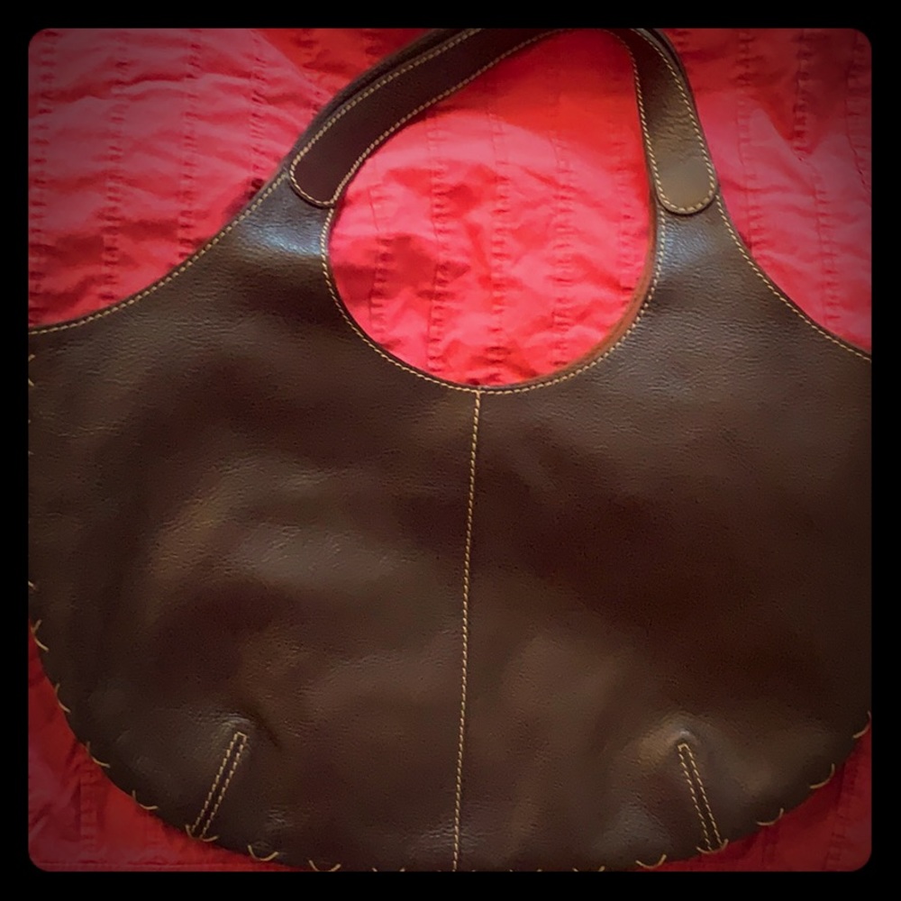 Skinny Brown Leather Shoulder Bag - Like New.